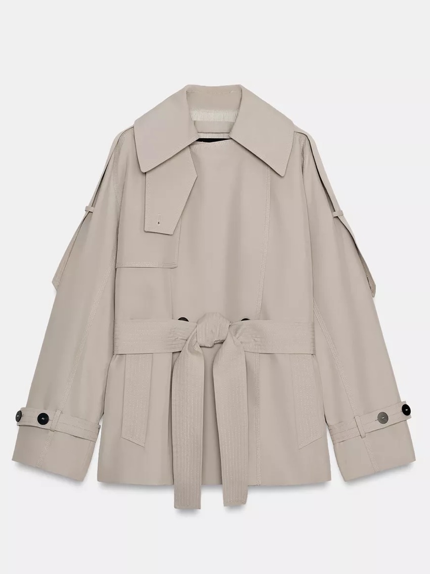 Nwt Zara Zw Collection Oversized Water Repellent Trench Coat With Belt — image 7 of 8